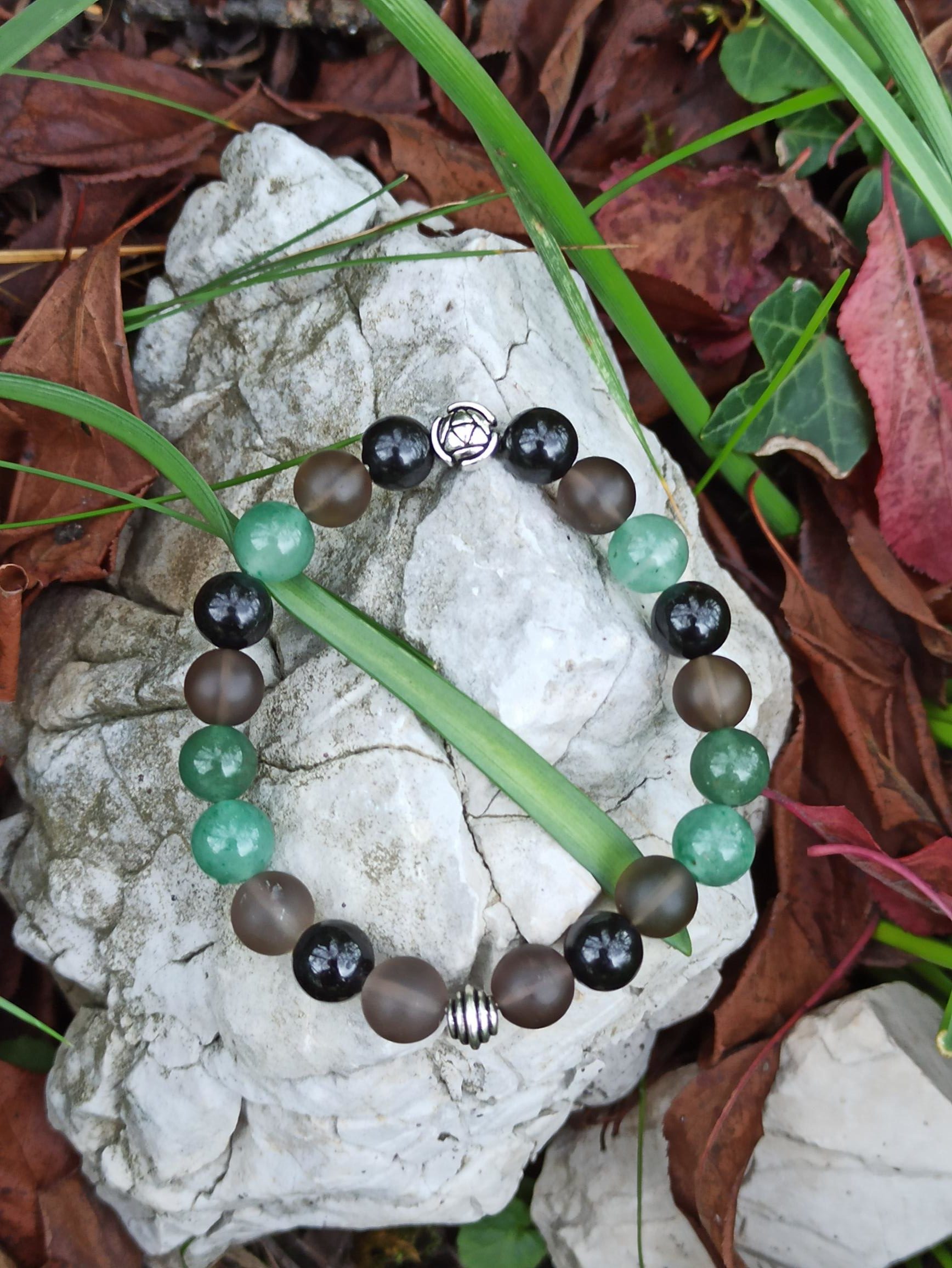 177 aventurine verte, quartz fumé, tourmaline noire